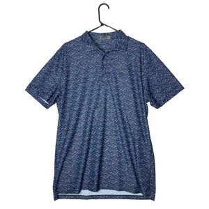 G/FORE Golf Polo Shirt Blue All Over Floral Print Men's XL Lightweight Sports